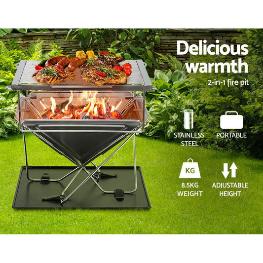 Grillz Fire Pit BBQ Grill with Carry Bag Camping